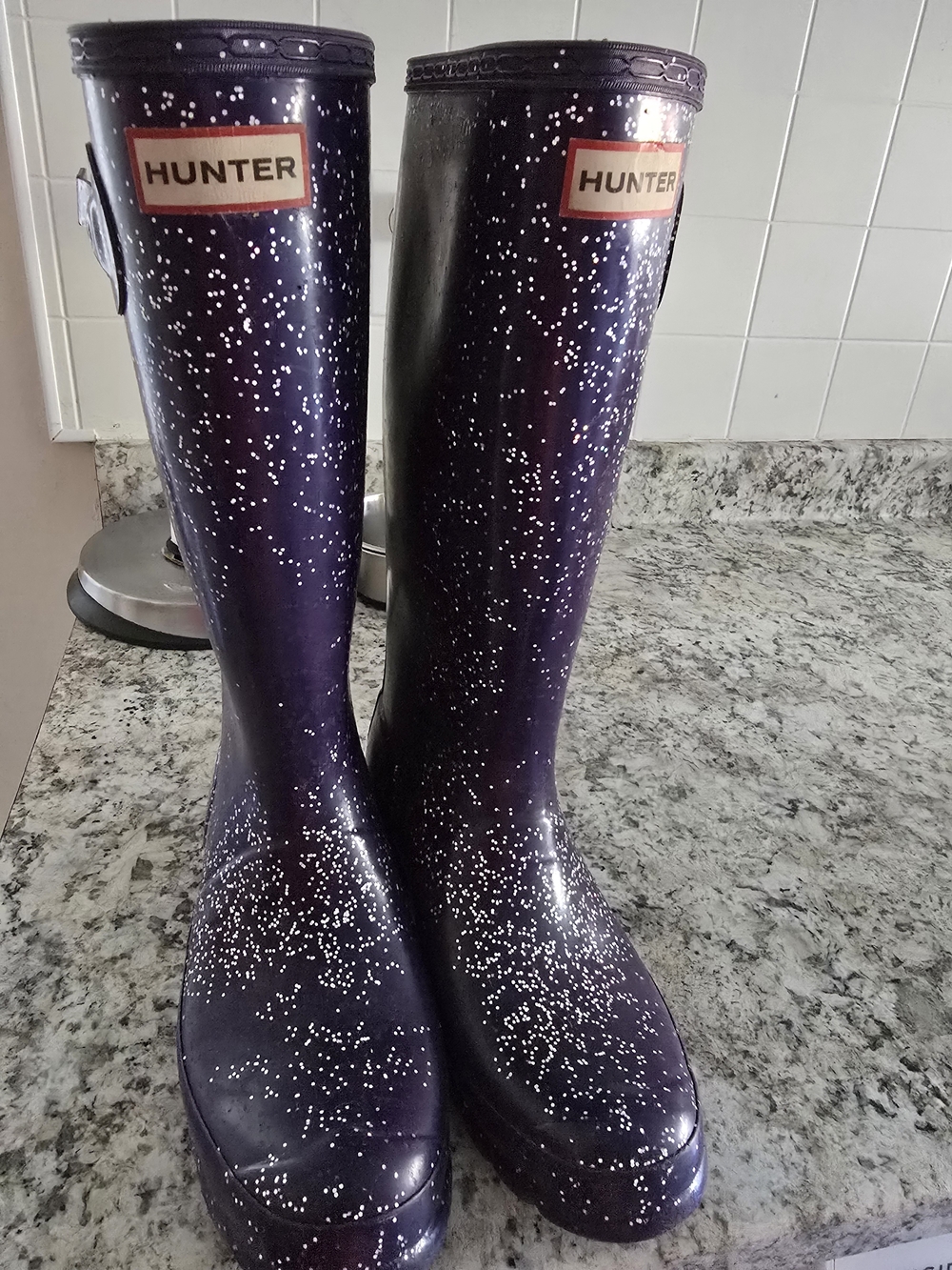 Hunter Kids Purple Speckled Rain Boots